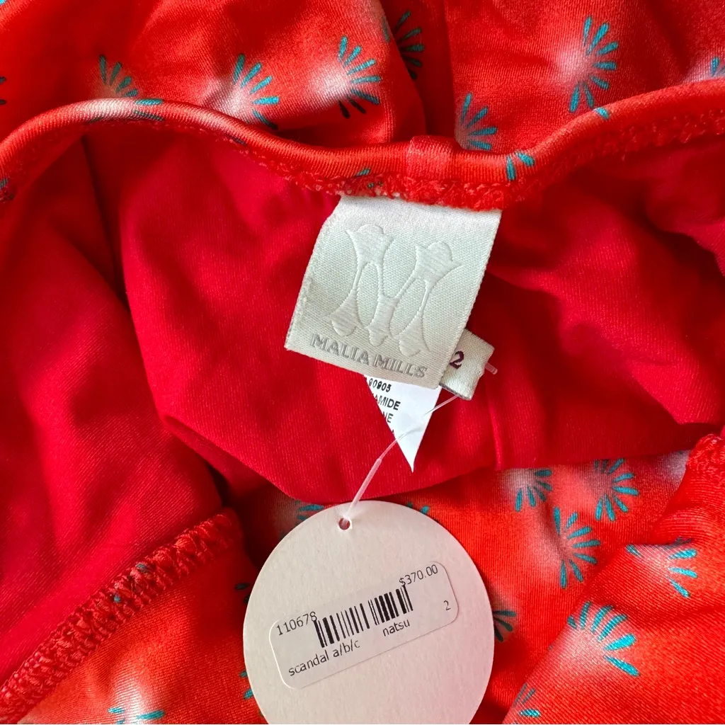 Malia Mills maillot one piece red floral white interchangeable straps NEW Size 2 - Image 6