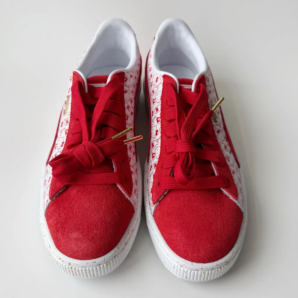 Hello Kitty Puma Suede Classic Sneakers Womens Size 7.5 Shoes Bright Red White - Image 7