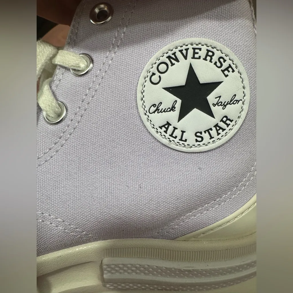 New Converse Women's Platform High-Top Sneakers in Light Purple and Cream - Image 6