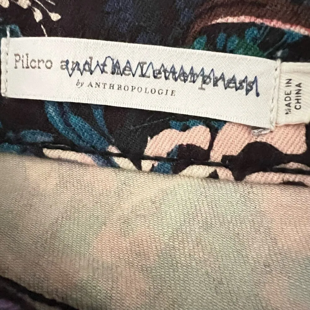 Anthropologie Pilcro Mid-Rise Skinny Jean 26 Women’s Black Floral - Image 3