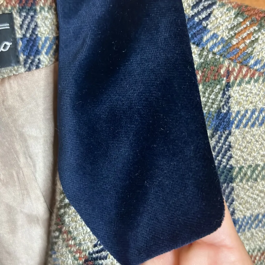 Miss V Clementino German Velvet Wool Plaid vintage Blazer Jacket Academia Paris Black Size 8 - Image 5