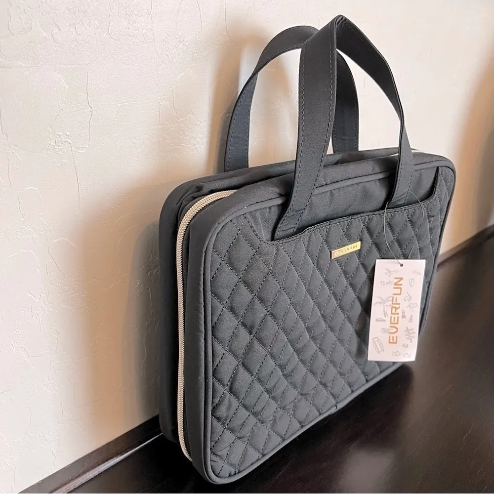 NWT Everfun Toiletry organizer Bag, make up bag, black, full zip, expandable Black - Image 2