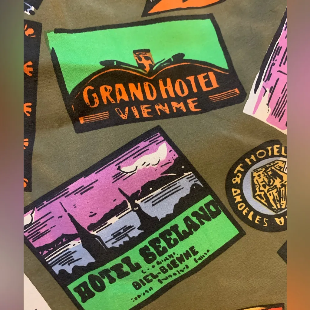 Vintage Carol Horn Workshop Art Travel Stamp Boyfriend Blazer SZ Small Green - Image 13