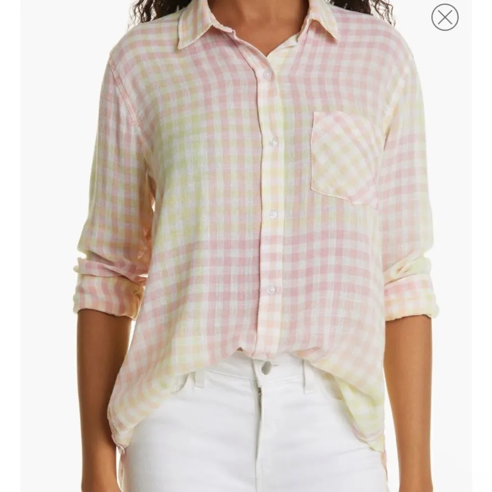 Rails Charlie Button Down Long Sleeve Lemonade Pastel Linen Blend Top - Image 2