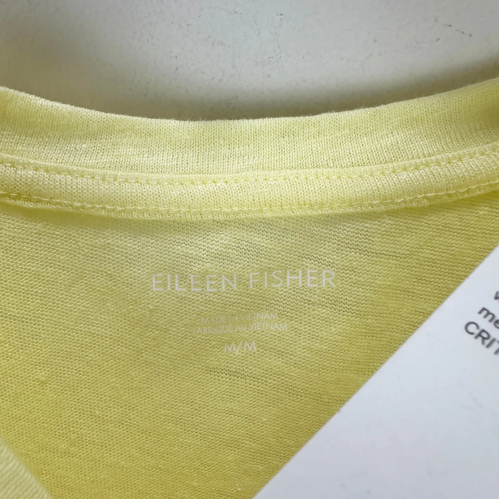 Eileen Fisher Crewneck Short Sleeve Organic Linen Tee Shirt Citrus Yellow M NWT - Image 6