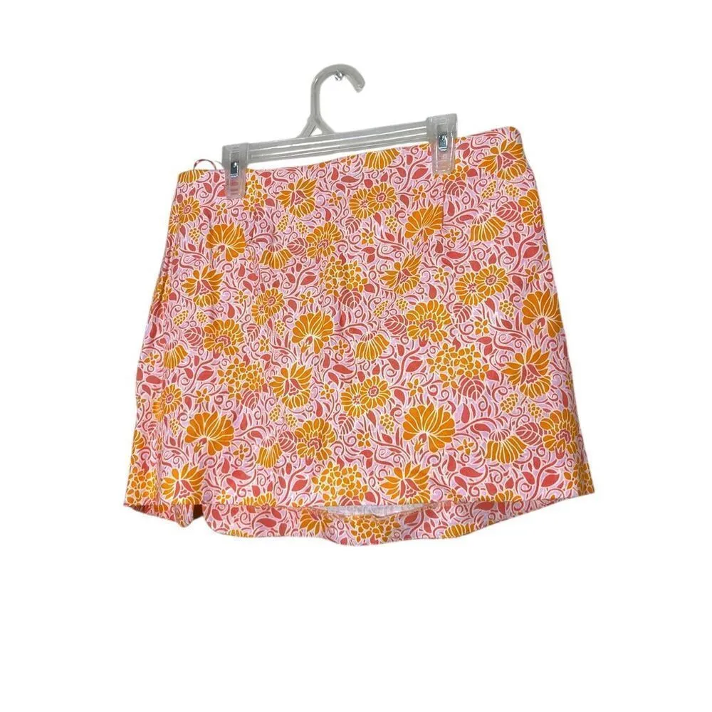 Zara - Linen Blend Floral Mini Skirt Orange / Pink Womens sz Medium NWT‎ - Image 3