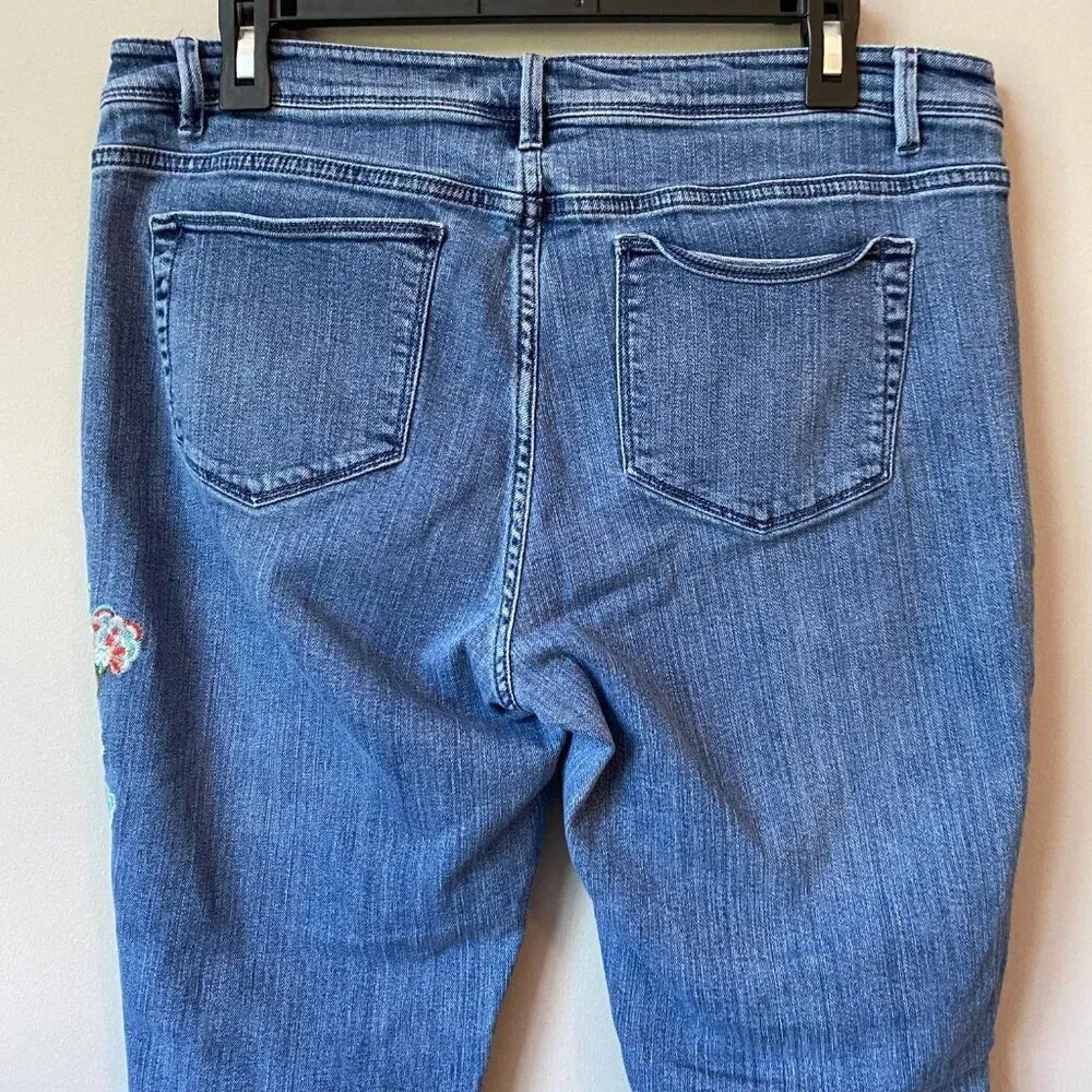 J. Jill Womens Size 10 Tall Authentic Fit Embroidered Floral Cropped Denim Jeans - Image 12