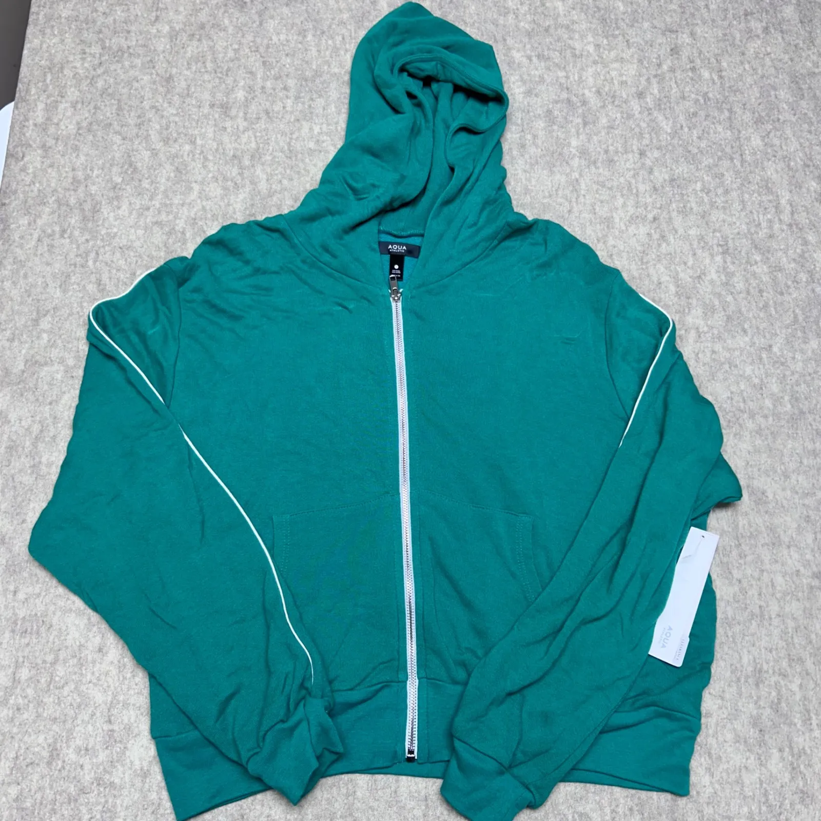 AQUA Athletic Green Teal Lechelle Zip Up Hoodie Sweatshirt Jogger Pants Set M - Image 3
