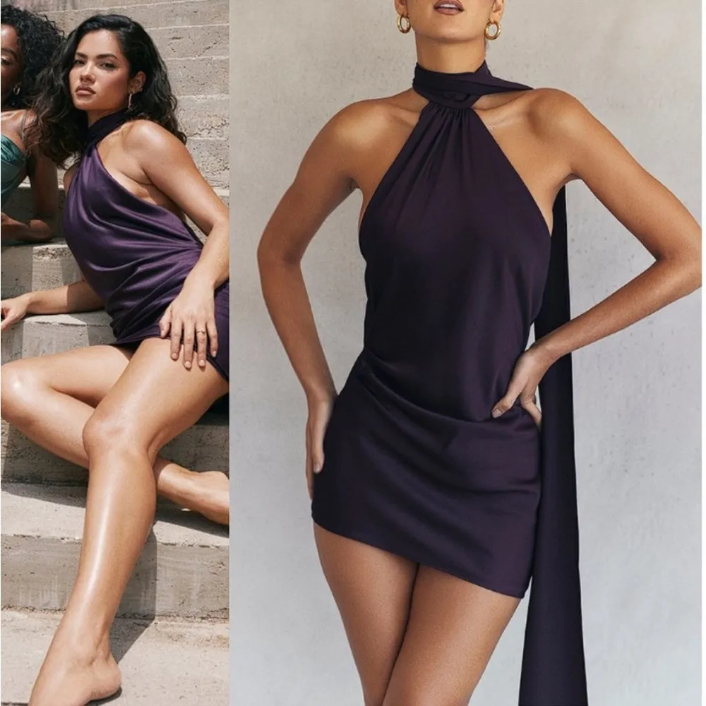 House of CB 'Aida' Night Shade Asymmetric Wrap Neck Dress - Image 6