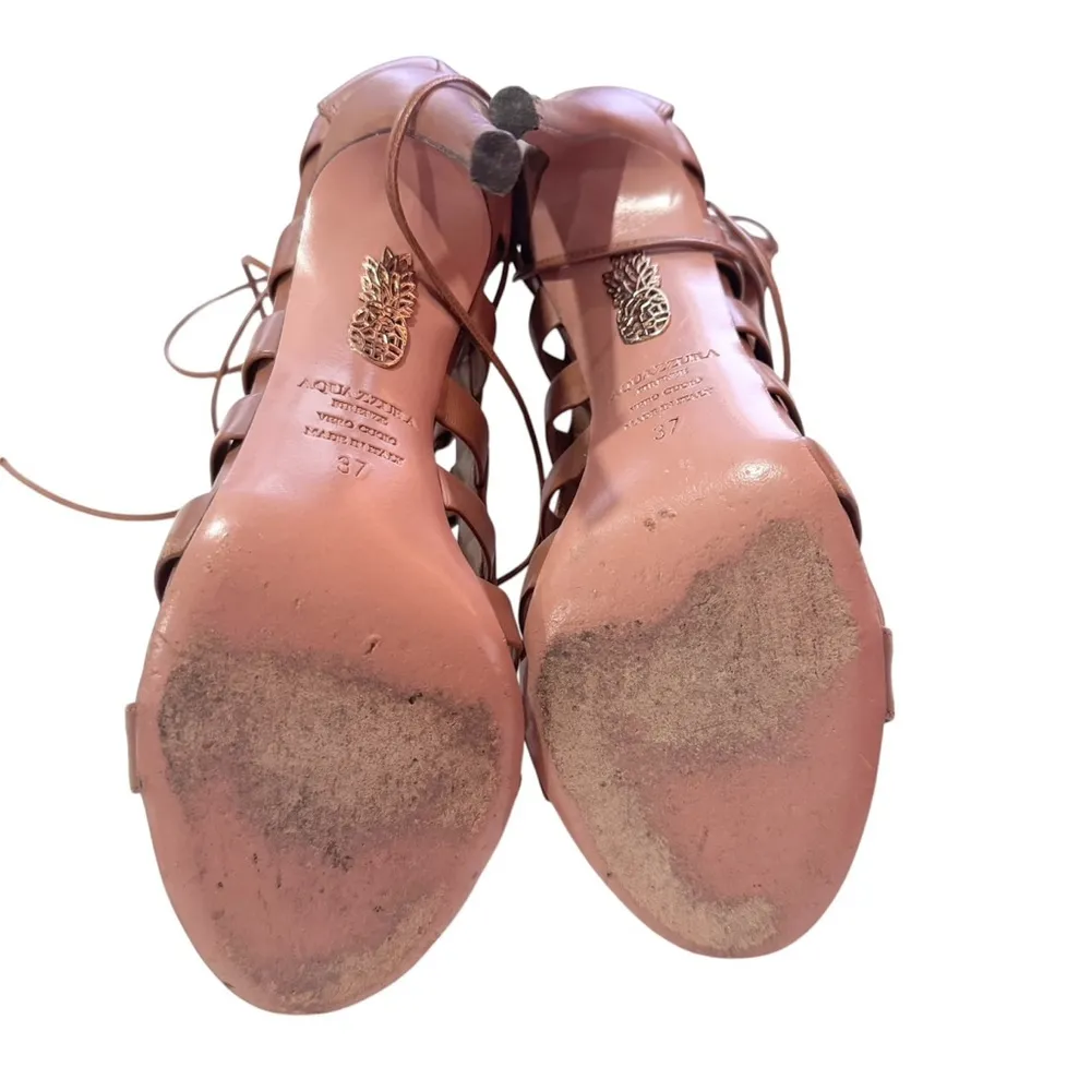 AQUAZZURA Gladiator Brown Heeled Sandals Y2K EUC Size 7 - Image 14