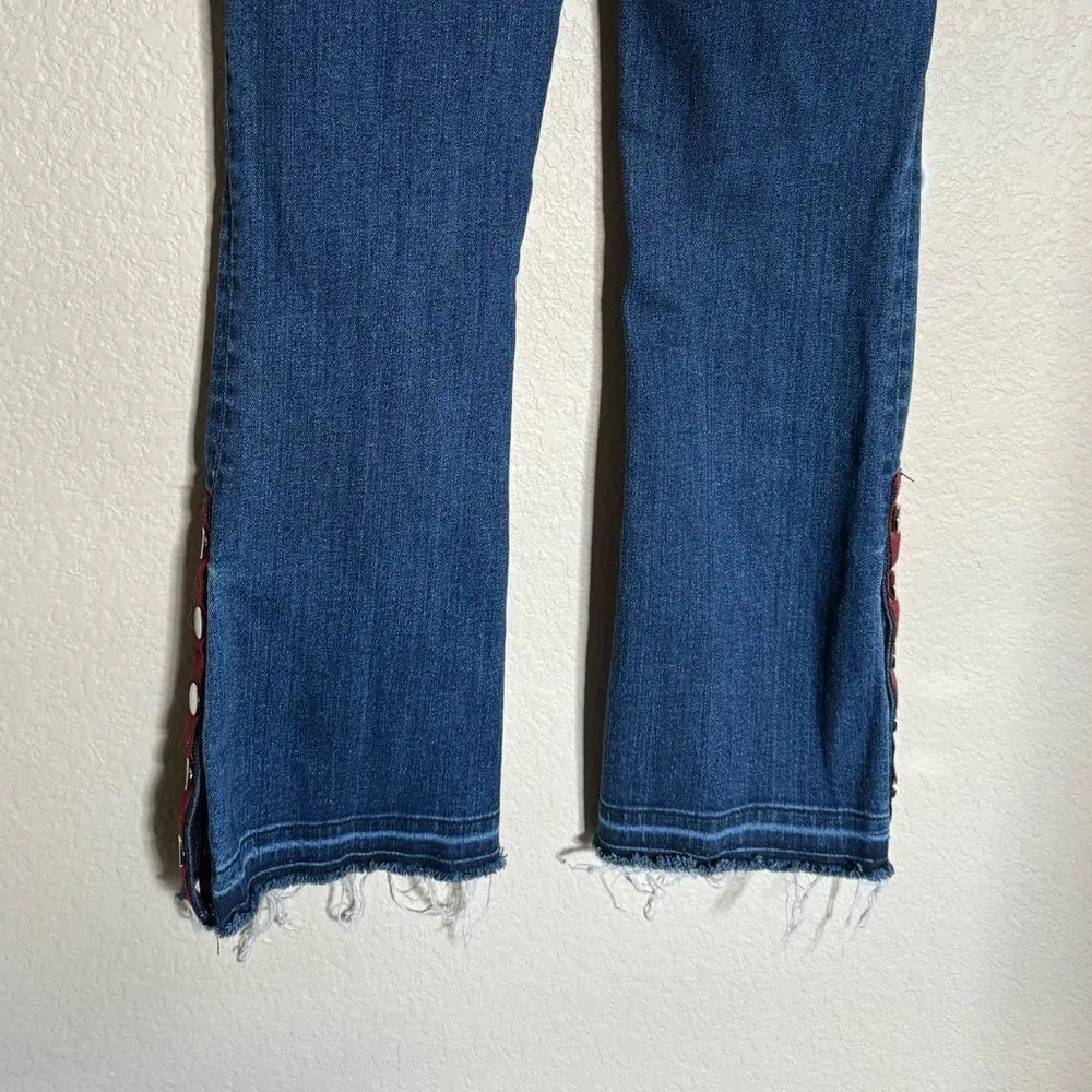 VERONICA BEARD Carolyn 10”‎ Baby Boot Cut Jeans Sz 25 Dark Sea Frayed Raw Hem - Image 6