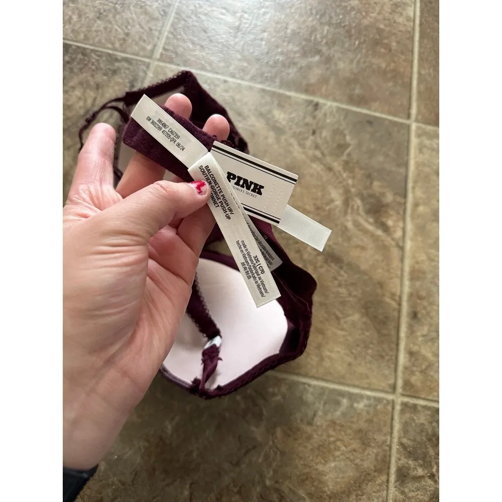 Pink Victoria’s Secret Wink Push-up Balconette Bra Wild Rose Size 32C - Image 12