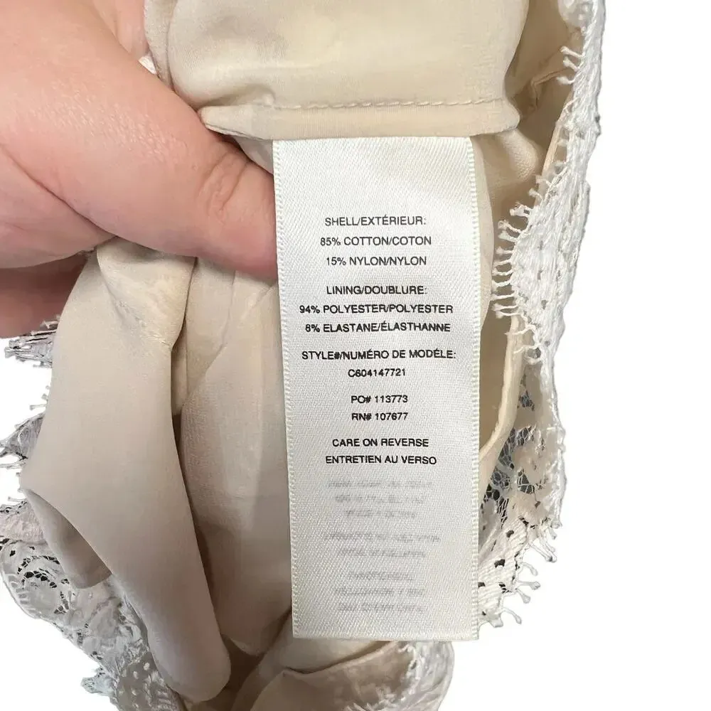 Alice + Olivia Cassia Romper Sleeveless Lace‎ Crochet Zipper White Beige  Size 8 - Image 14