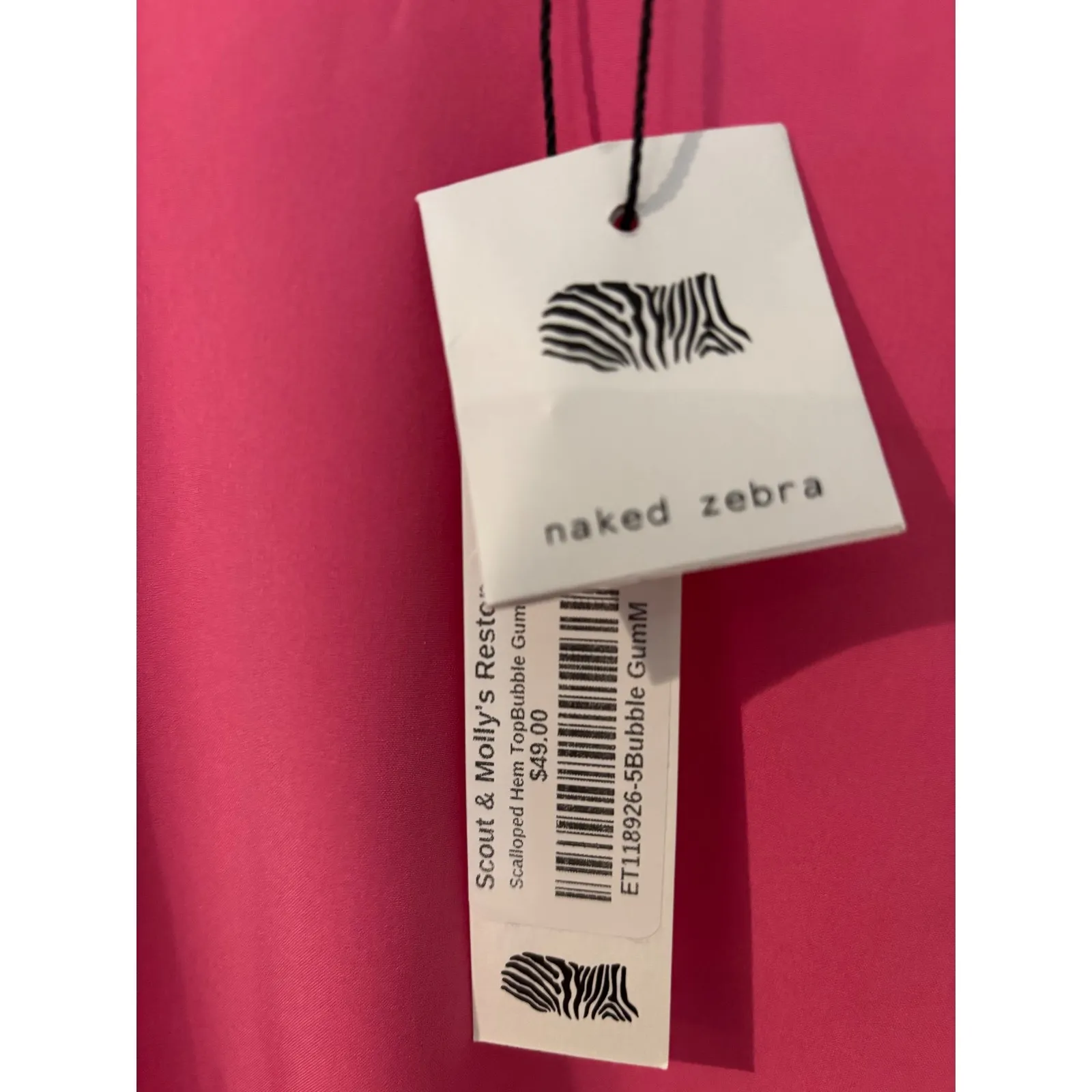 Naked Zebra Scalloped‎ Hem Top Bubble Gum Pink Sleeveless Tank M - Image 2