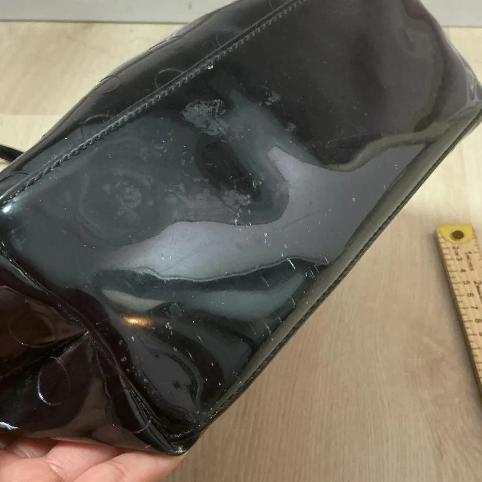 Kate Spade Jeralyn Camellia Street Black Patent Leather Circle Embossed Tote Bag - Image 7