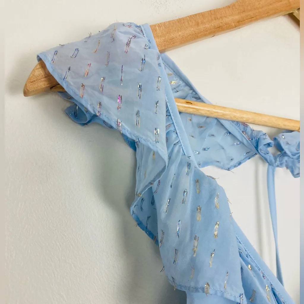 For Love and Lemons pale blue “Chantal” ruffled mini dress. Size XS - Image 4