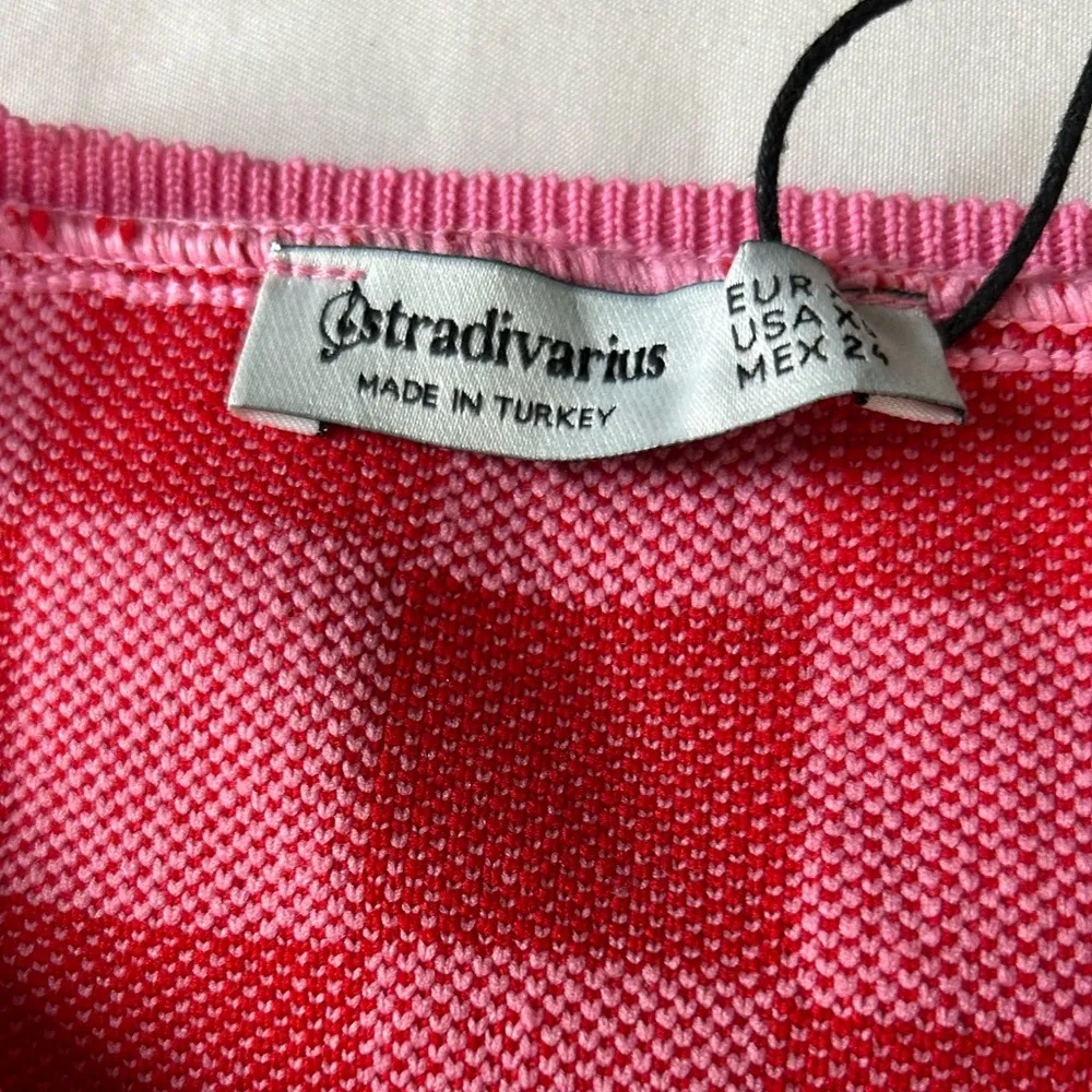 STRADIVARIUS pink and red checked tank top sweater vest - Image 2
