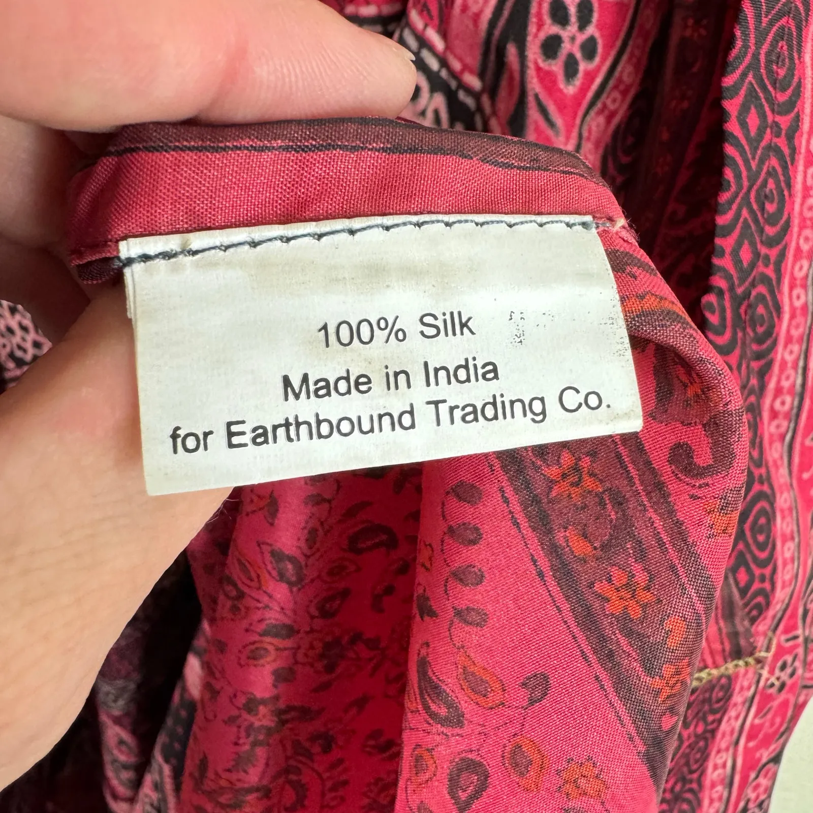 Earthbound Trading Co. 100% Silk Red Paisley Layered Midi Wrap Skirt One Size Size XL - Image 5