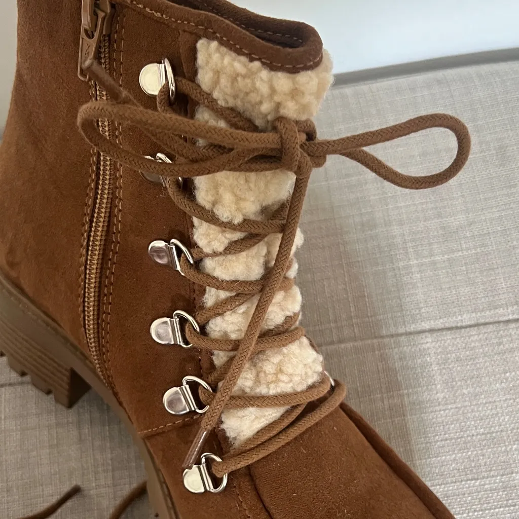 Sun + Stone Tan Lace Up Boots Brown Size 7.5 - Image 4