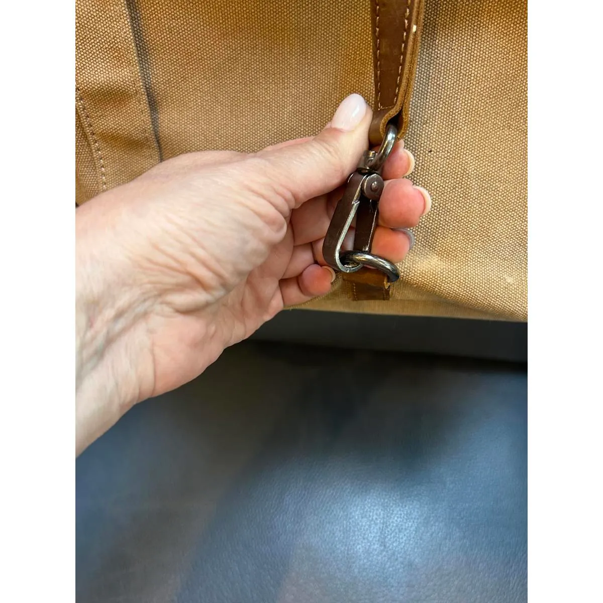 Canvas and Leather Women's Backpack Brown - Image 2