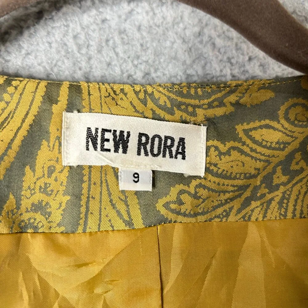 Vintage New Rora Blazer Womens 9 Yellow Green Paisley Print Long Sleeve Jacquard Size undefined - Image 3