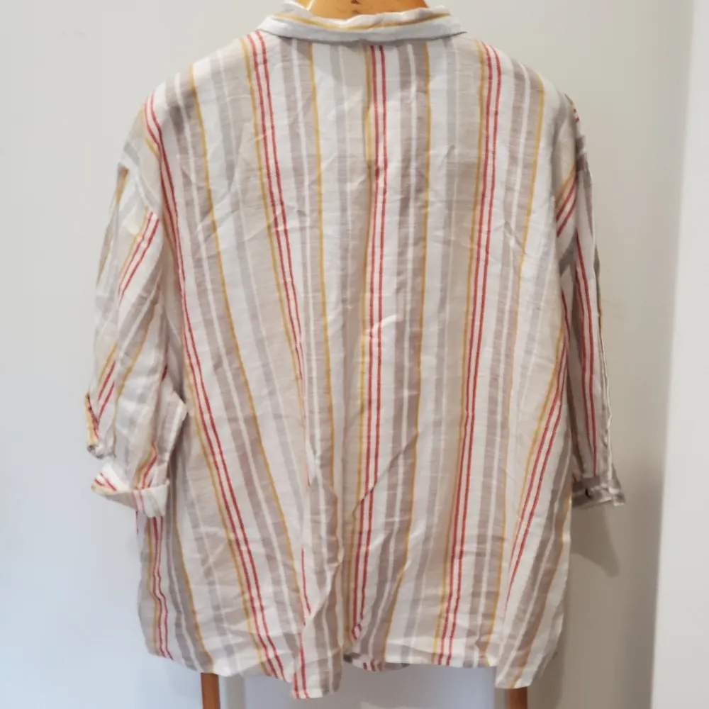 Unique Spectrum Tan Striped Long Sleeve Button Up 3X - Image 2