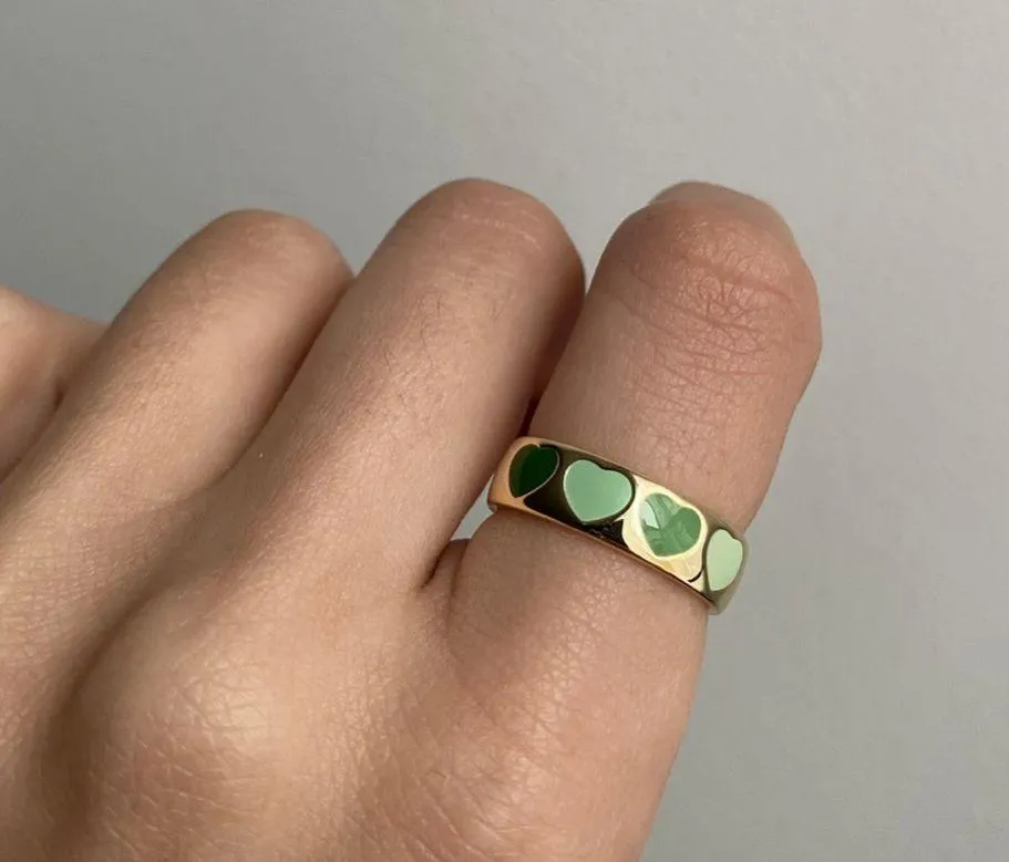 Gold and Green Heart Ring - Image 2