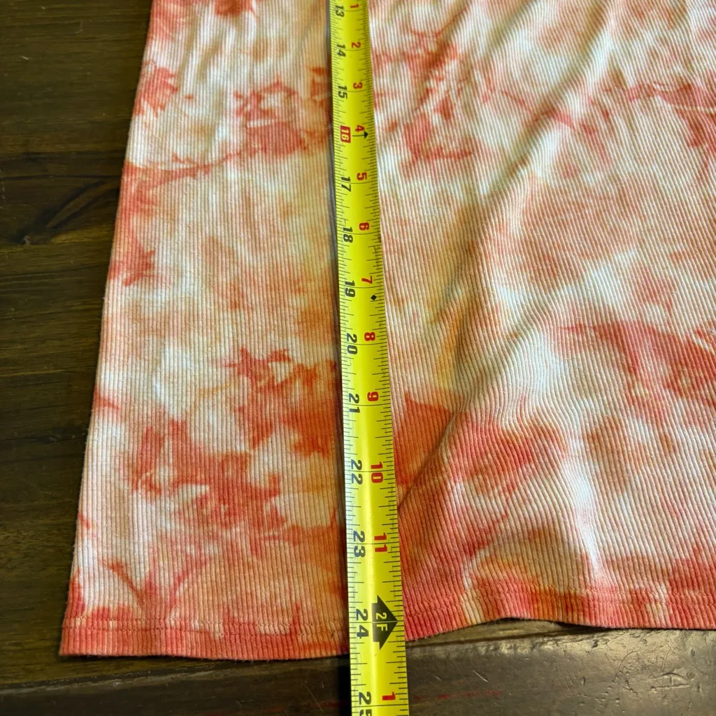 ENZA COSTA Orange Tie Dye Henley Tank Top Ribbed Stretch Small Long Line Pink - Image 7