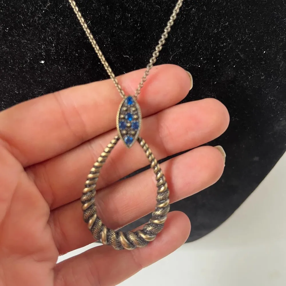 Medieval Fantasy Egyptian Teardrop Rope Pendant Necklace Blue Stones Extender - Image 65