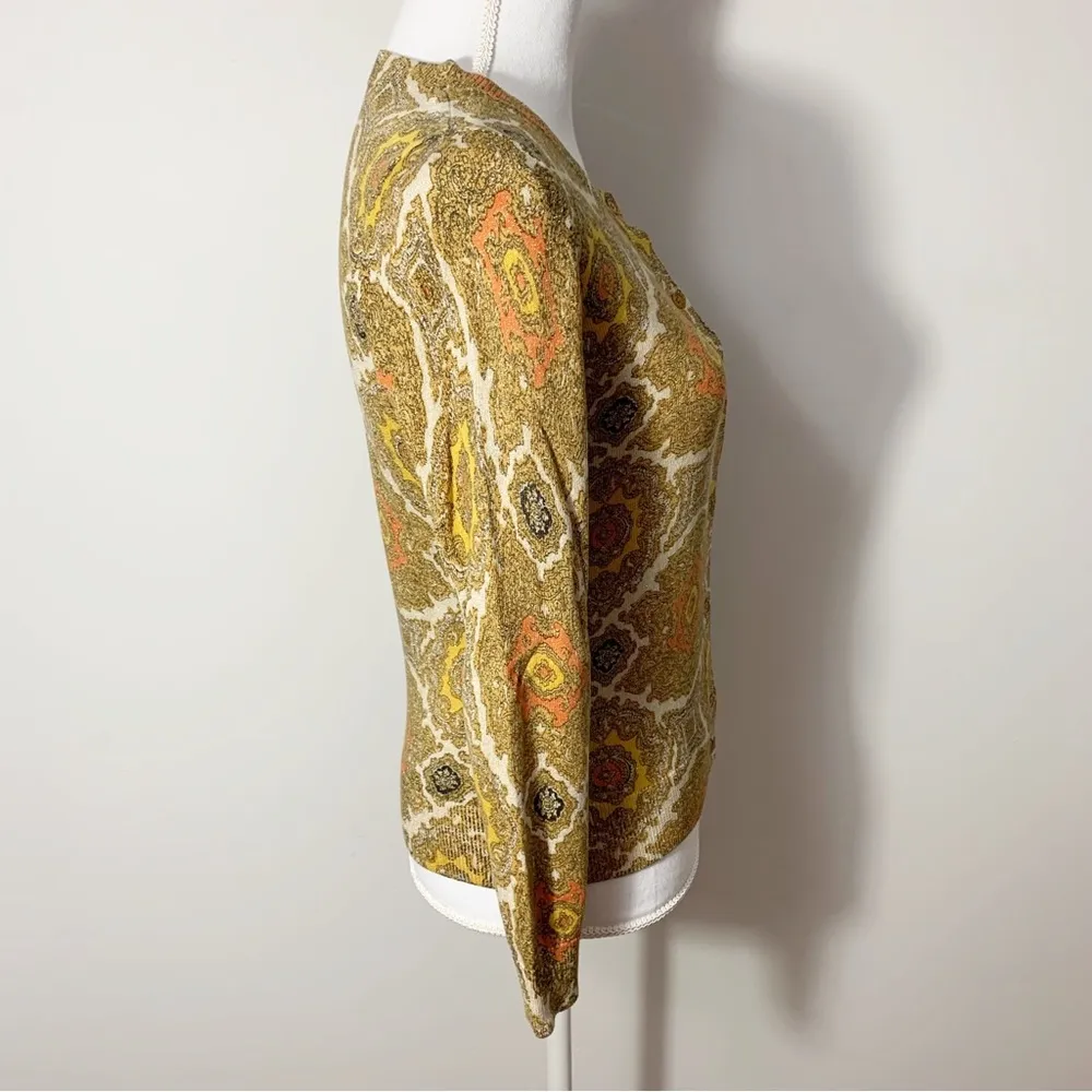 EUC Talbots Petite Gold Metallic Medallion Button Cardigan Sz P - Image 12