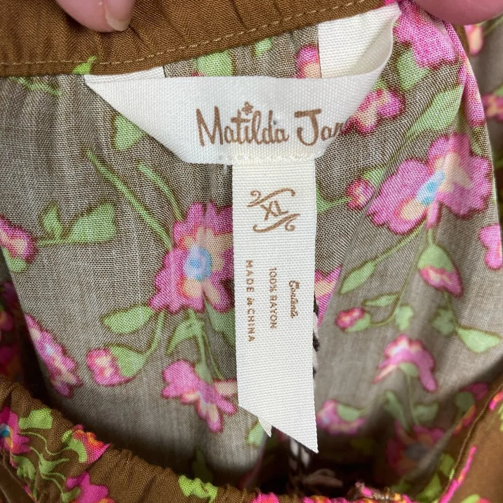 Matilda Jane Brown&Pink Floral On A Whim Ruffle Hem Tank Top Sz.XL NWT - Image 8