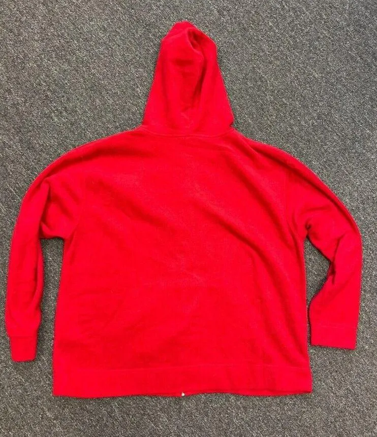 Disney Vtg 90s Red Long Sleeve Mickey Full Zip Fleece Drawstring Hoodie Size 3X - Image 6