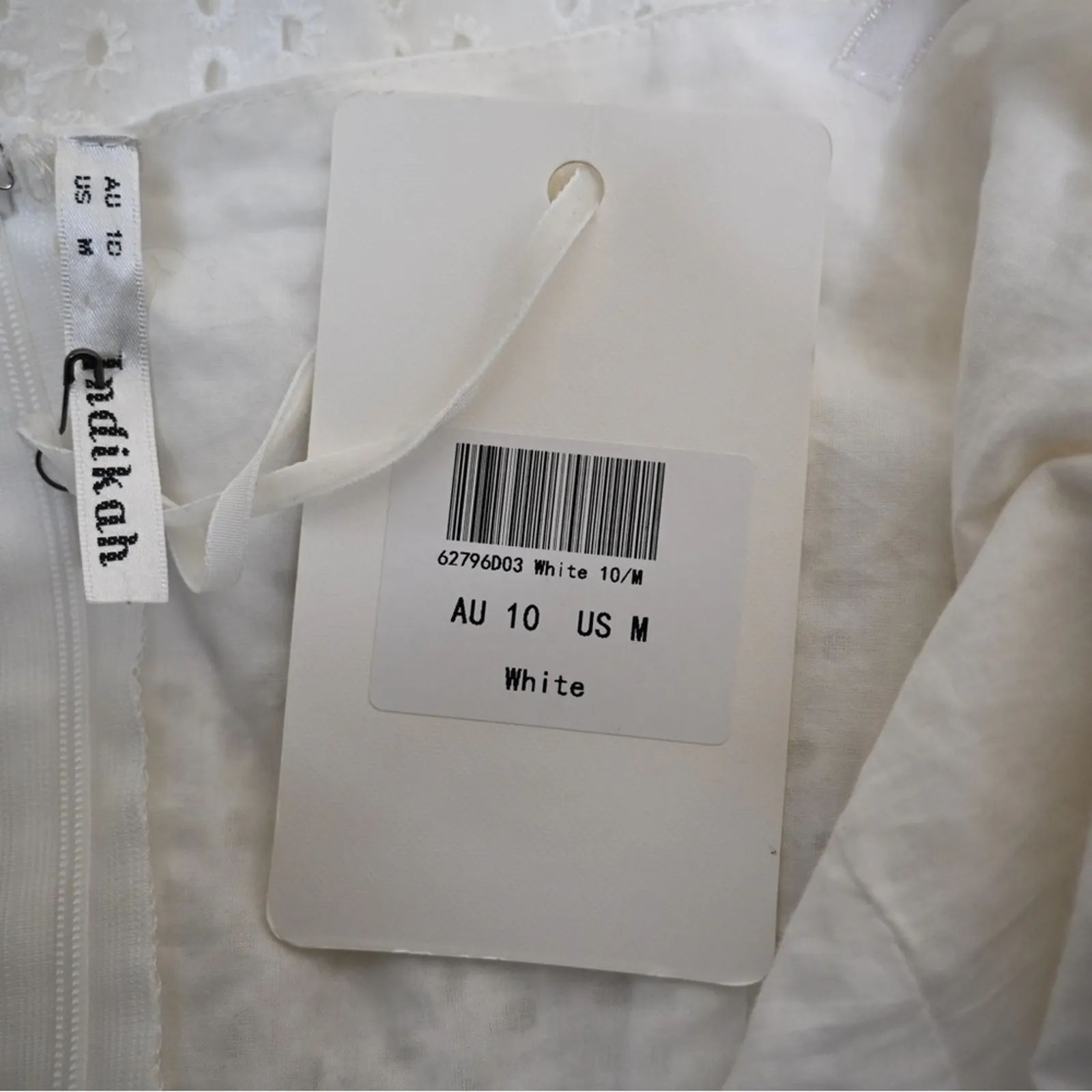 Indikah by Angel Biba Womens M White Eyelet Ruffle Mini Dress NEW - Image 11