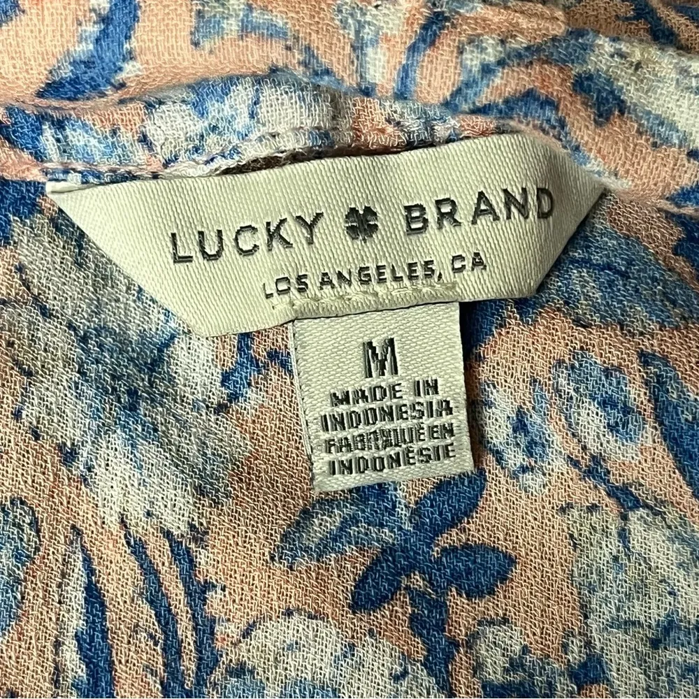 Lucky Brand Floral Peasent Boho Blouse Cropped Cottegecore Womens Y2k Retro M - Image 10