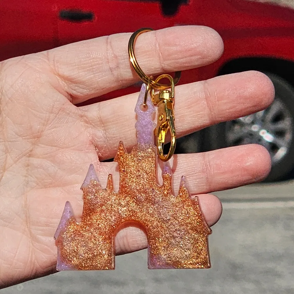 Handmade Theme Park Castle Inspired Beautiful Beacons Bag Charm Orange - Image 3