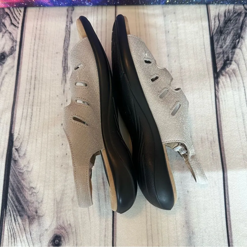 SAS Mystic Slingback Sandals Womens 9.5 Web Linen Beige Leather Comfort Shoes - Image 4