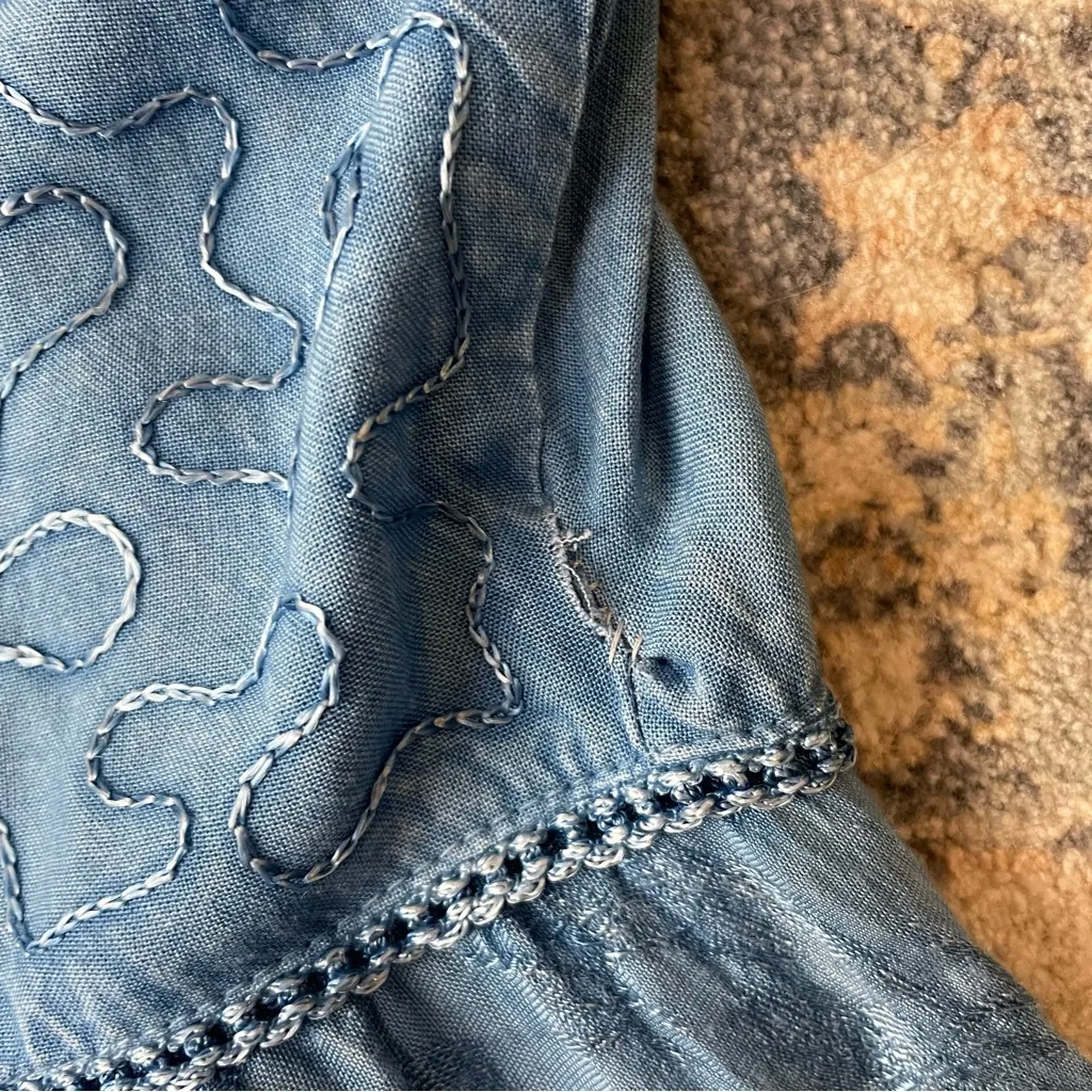 Elegant Blue Sleeveless Dress Denim Rayon Cowboy Size M - Image 4