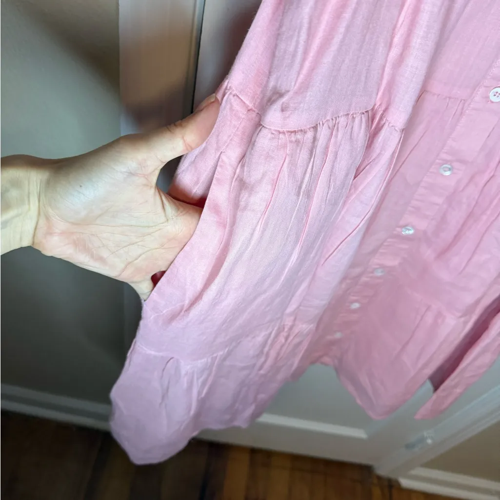 SEA NY Shannon Scallop Button Down Dress Pink - Image 5