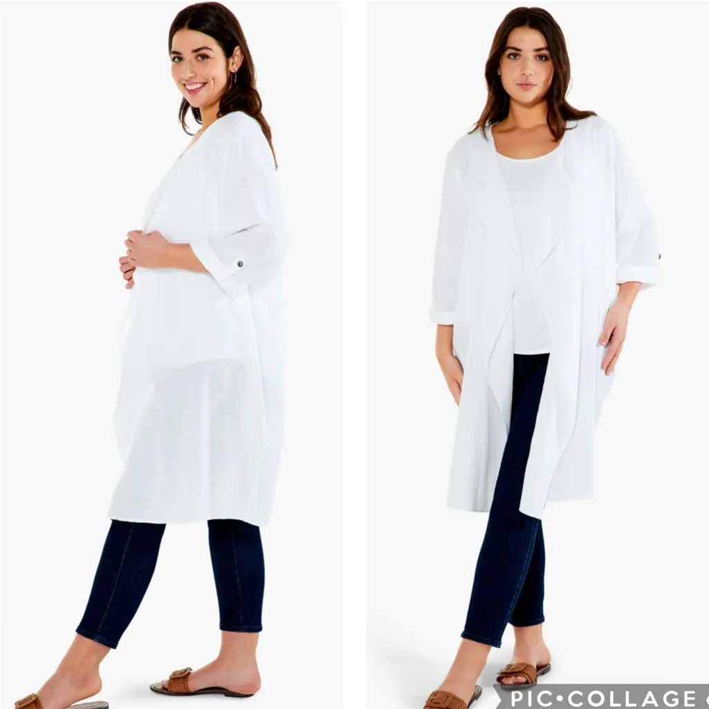 Nic+Zoe Double Gauze Boatcruise Cardigan Paper White‎ L - Image 3
