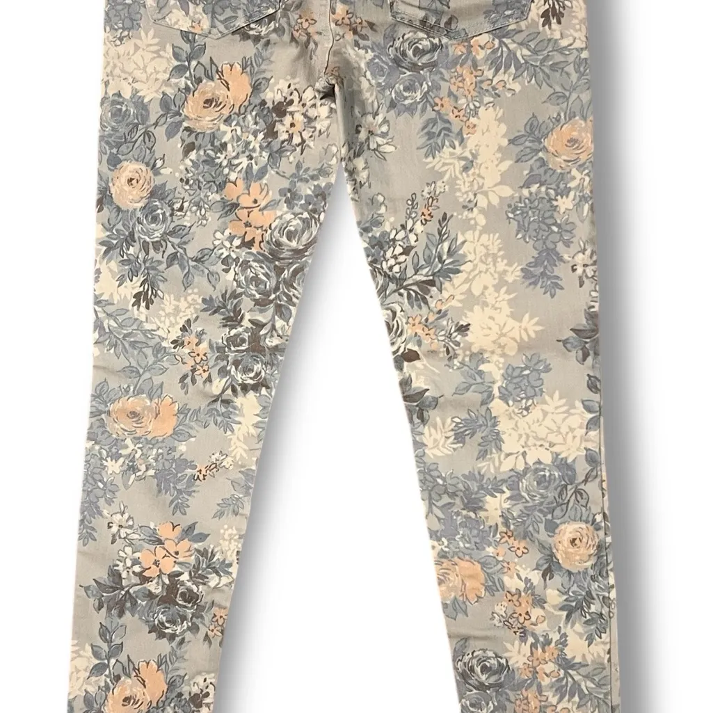 American Eagle Stretch Jegging Sz 4 Pastel Floral Patterned Denim Skinny Jeans - Image 3