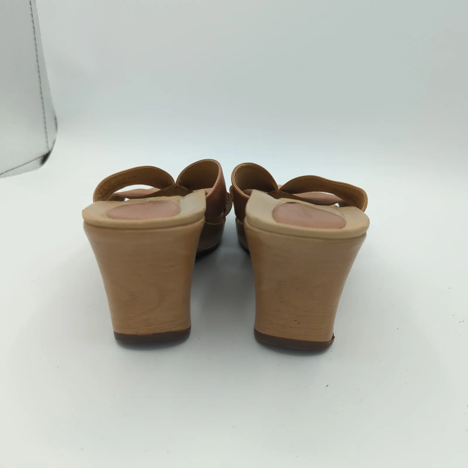 Dansko Neve Clogs Heels Womens 11-11.5 Tan Leather Wedge Slide Sandals Size 41 - Image 5