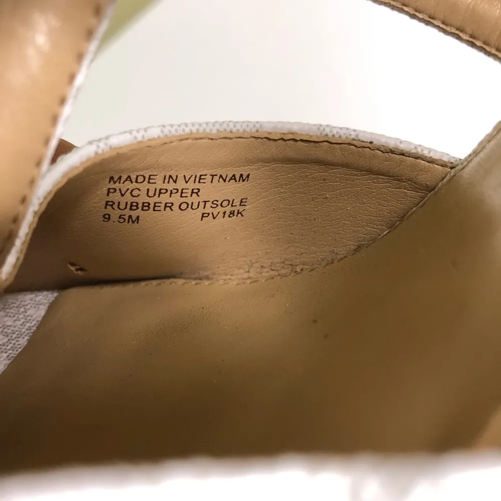 Sz 9.5 Michael Kors Damita Wedge Bright White Mini MK Logo Vanilla - Image 6