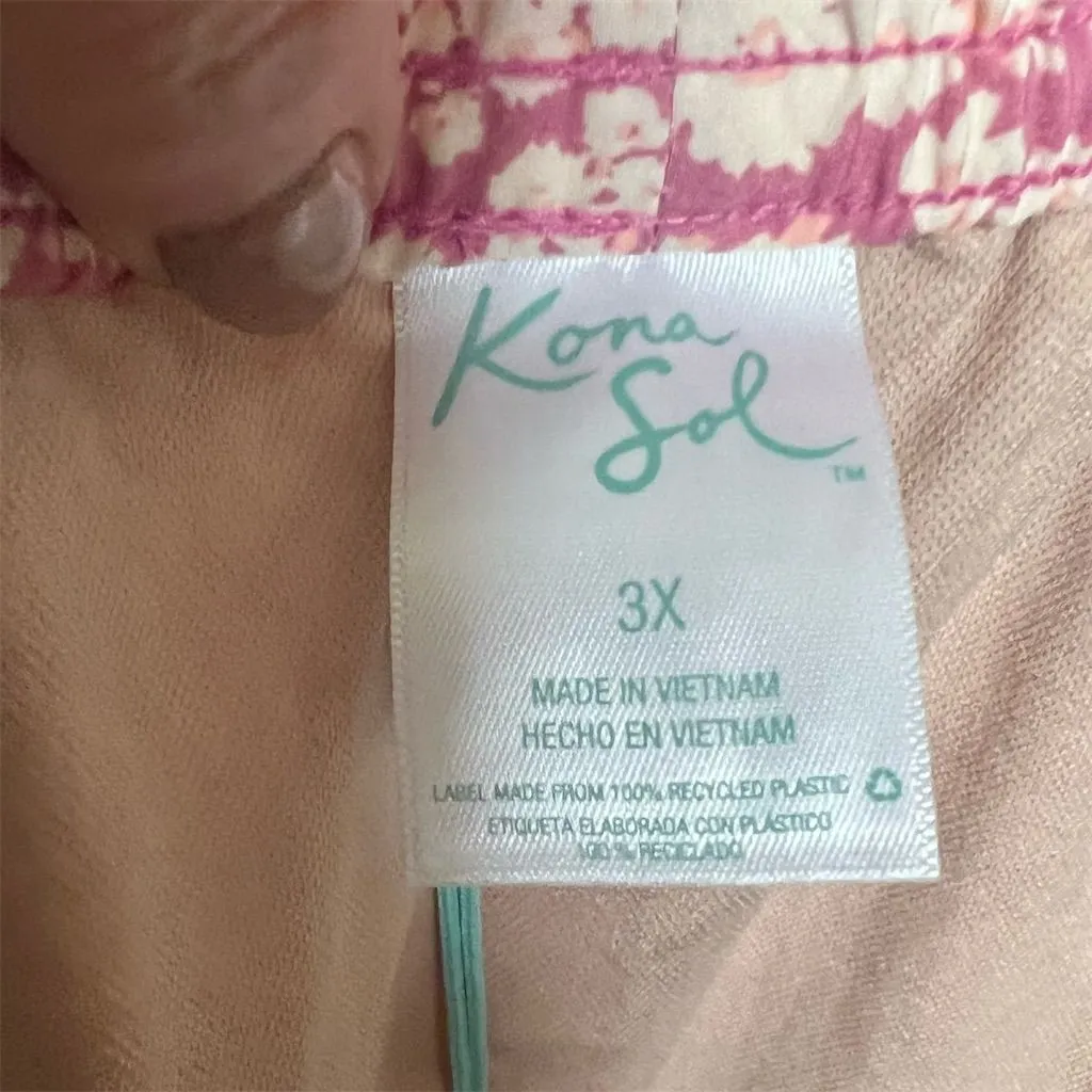 Kona Sol Women's 3X Pink Floral High-Rise Board Shorts Summer Swimwear - Image 8