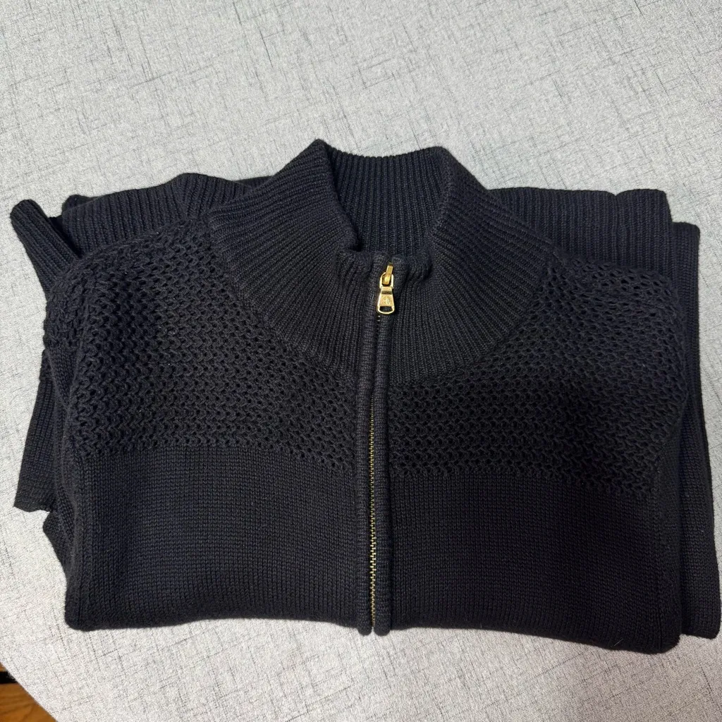 Ralph Lauren Rack Stitch Mockneck Sweater Dress Black Cotton Size Medium - Image 12