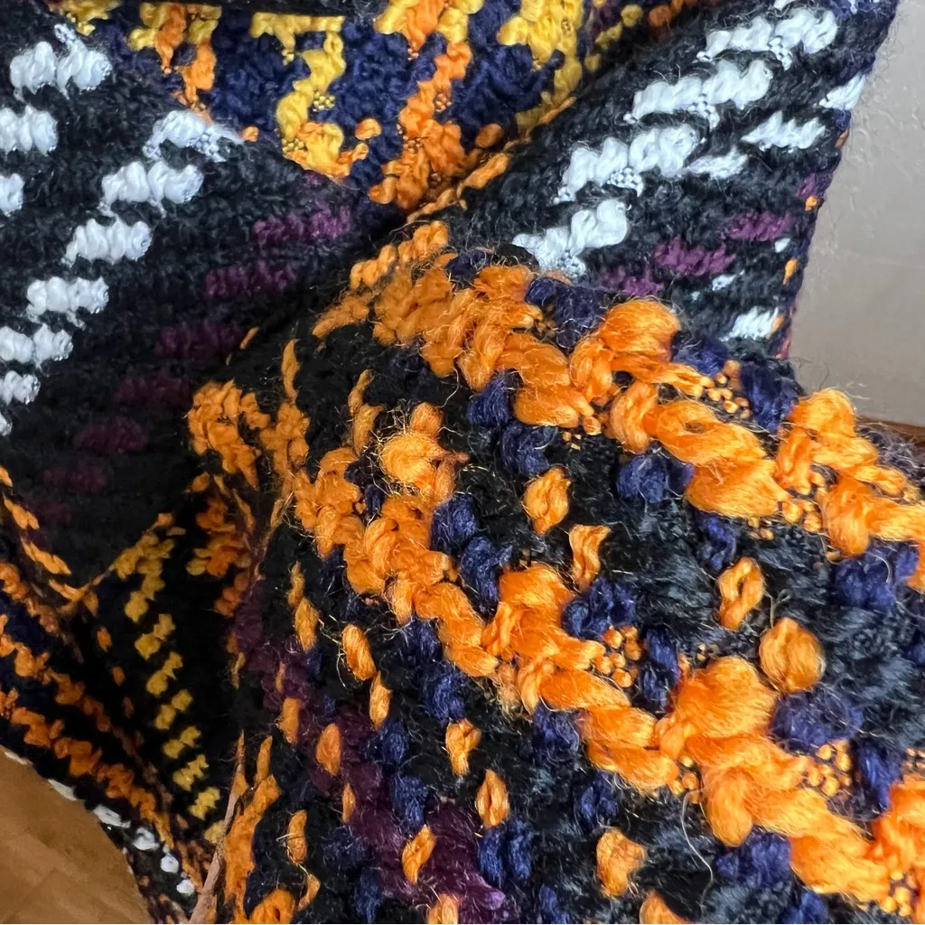 Anthropologie NVLT Millie Orange Multi Plaid Tweed Mid Length Coat Wool NEW - Image 13