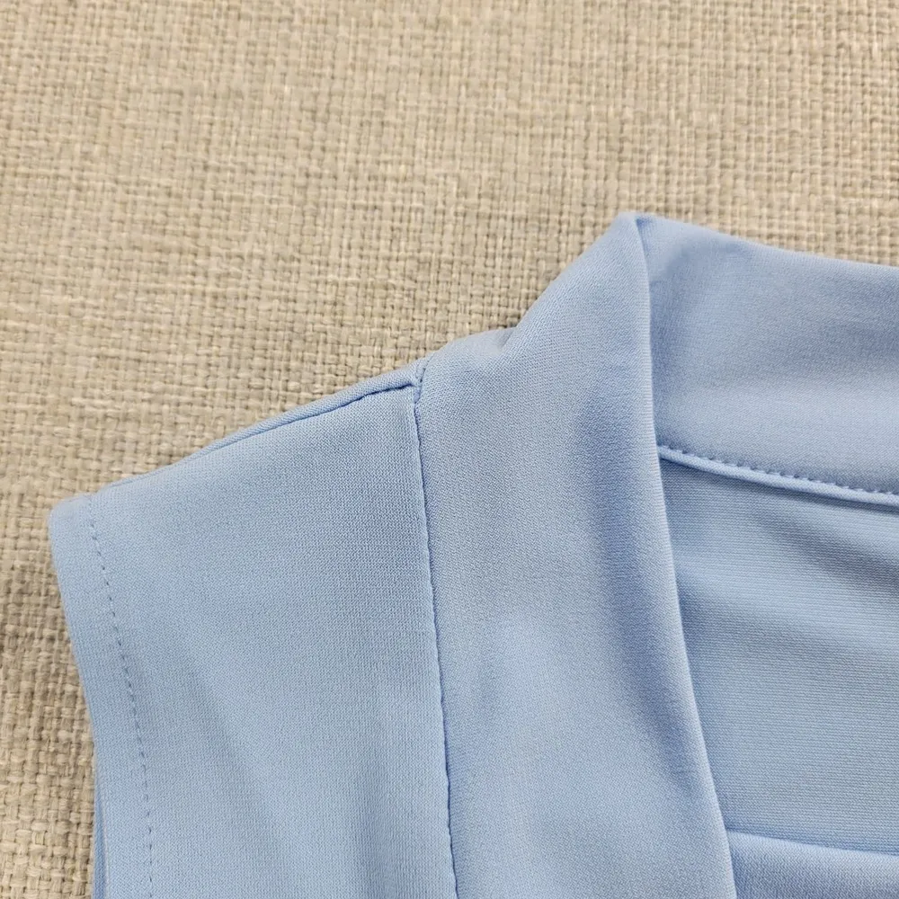 Calvin Klein Womens Blouse Top Size S Powder Blue Drape Cowl Neck Stretch Tank - Image 8