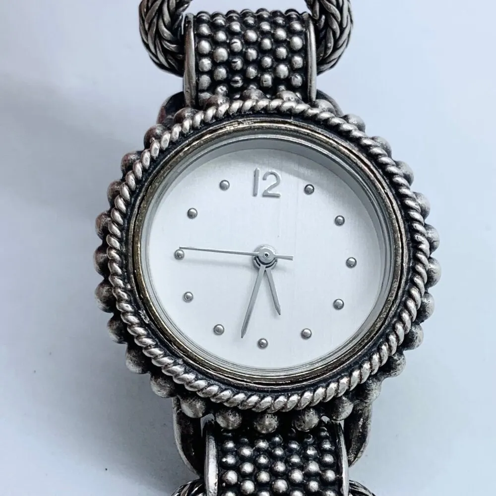 Vintage 925 STERLING SILVER women 56 grames WATCH Bali Indonesia Quartz runs - Image 2