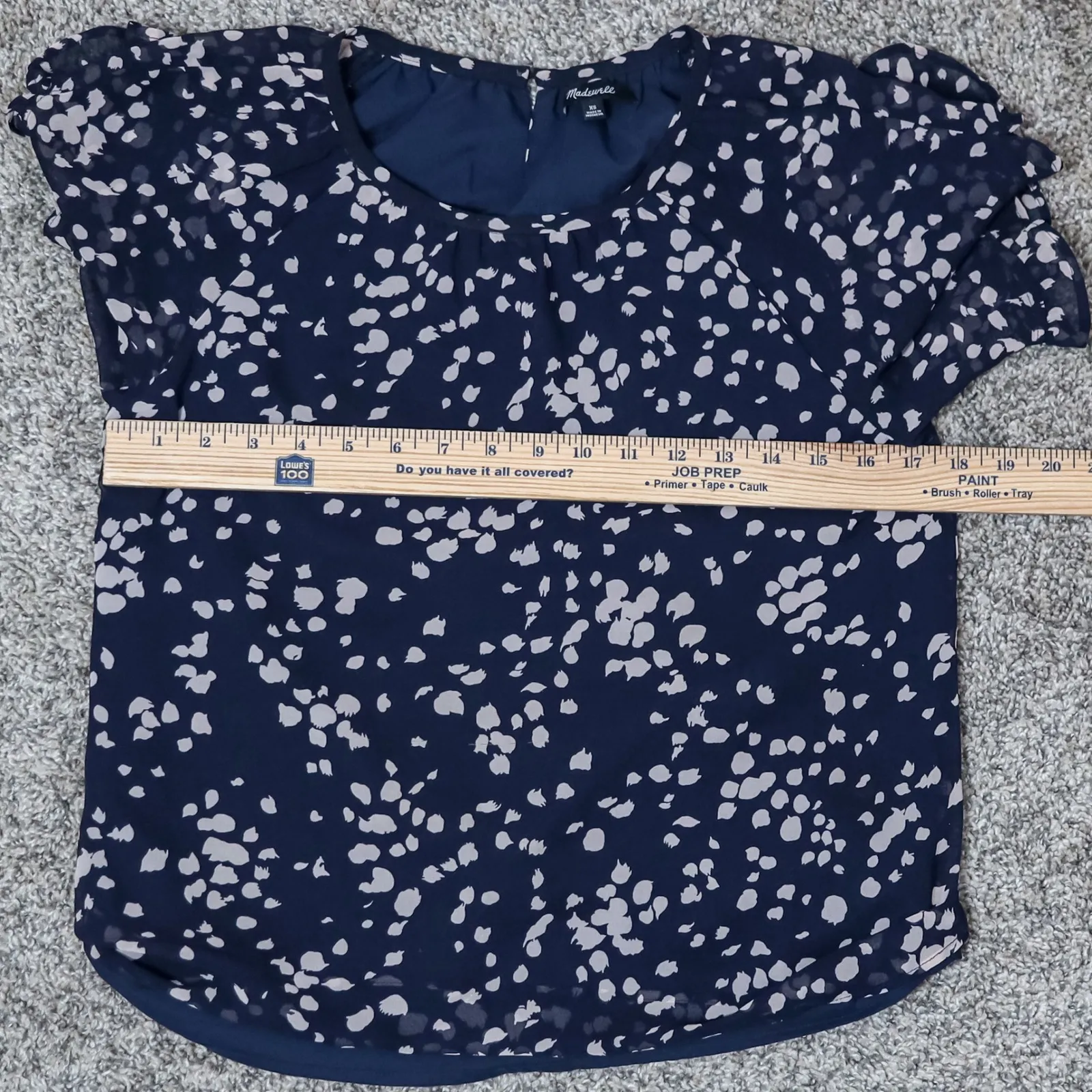 Madewell‎ Memento Ruffle Sleeve Drifting Petals Top Navy Floral Print Women's XS - Image 5