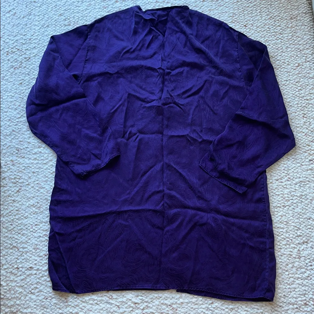 Victoria's Secret VS Vintage VTG Gold Label Silk Tunic Nightgown Purple Paisley - Image 5