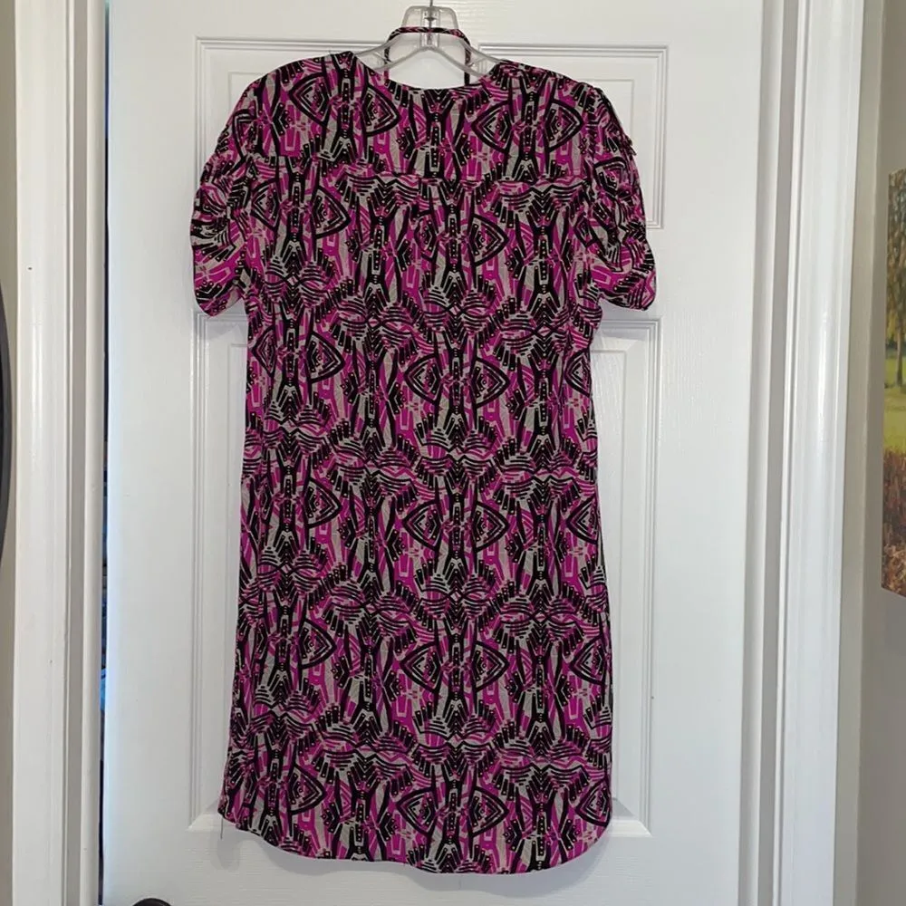 Amanda Uprichard Hot pink, Black, White & Yellow Geometric Print 100% Silk Dress - Image 6